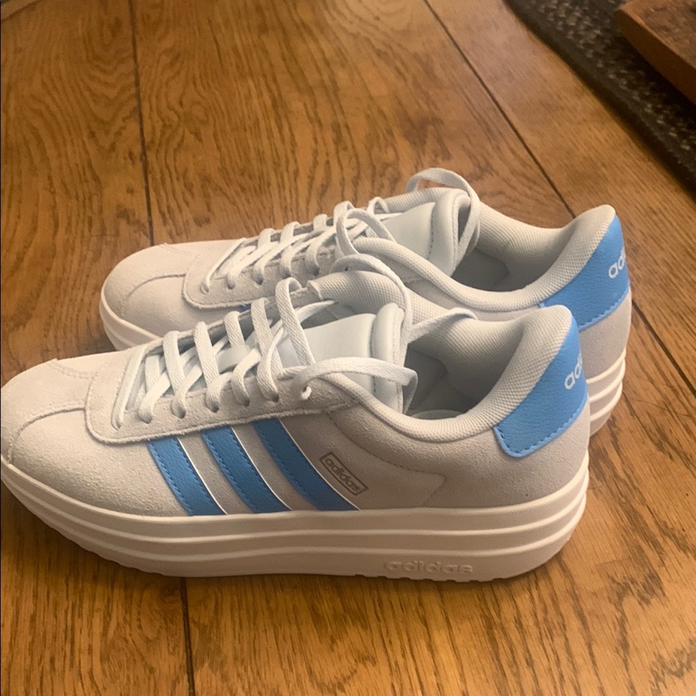 Adidas VL Court Platform White and Halo Blue 6.5